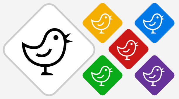 поющая икона птицы - twitter bird elegance blue stock illustrations