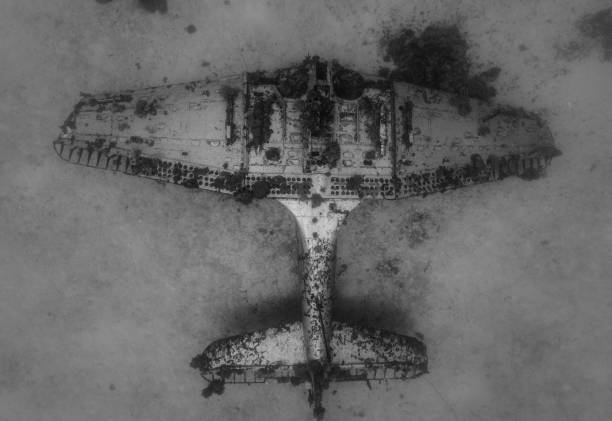 World War II era American Douglas SBD Dauntless aircraft underwater in the Marshall Islands. These planes were sunk after the war in the lagoon of Kwajalein atoll.