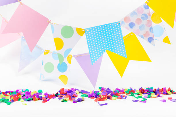 istock Colorful paper bunting party flags isolated on white background 1022069820