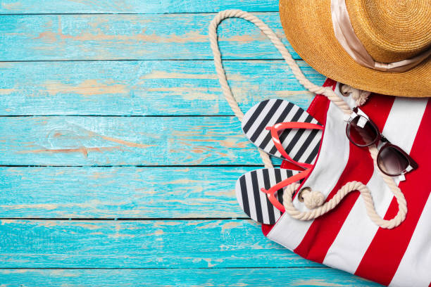 istock Summer holiday background with beach items 1022072284