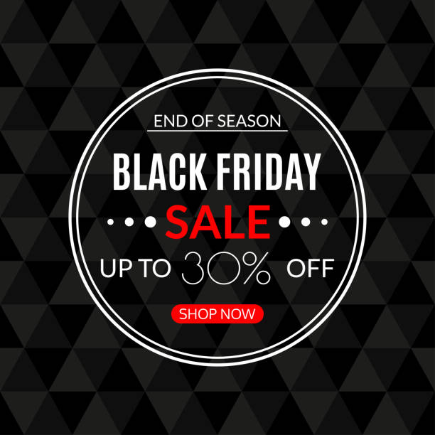 ilustrações de stock, clip art, desenhos animados e ícones de black friday sale banner. 30% price off. discount round card or sticker. special offer, stamp, sale poster, flyer, price tag design element. vector illustration. - 5551