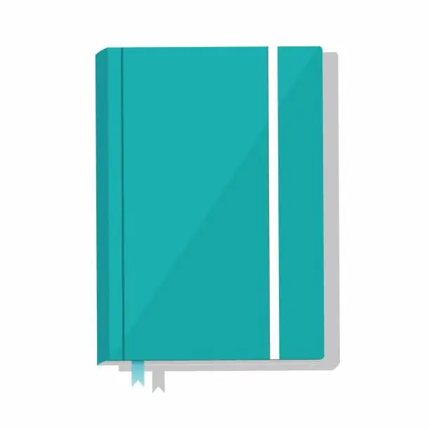 Vector illustration of Blue note book isolated on white background.