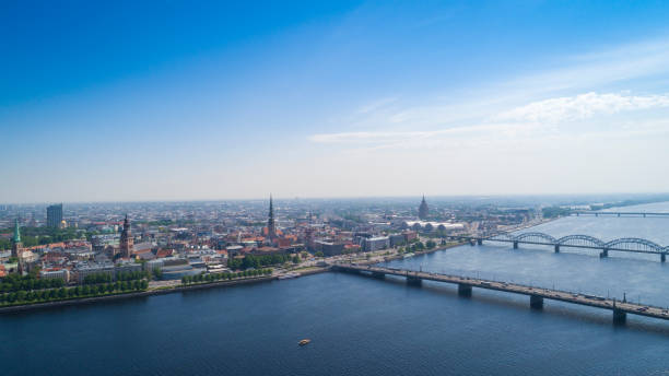 istock Beautiful panorama of Riga city 1022078184