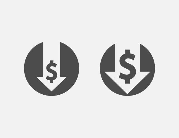 ikona redukcji kosztów izolowana na białym tle. ilustracja wektorowa. - cut price stock illustrations