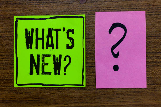 istock Handwriting text What s is New question. Concept meaning Asking about latest Updates Trends Happening News Green paper note Important reminder pink question mark wooden background. 1022081172