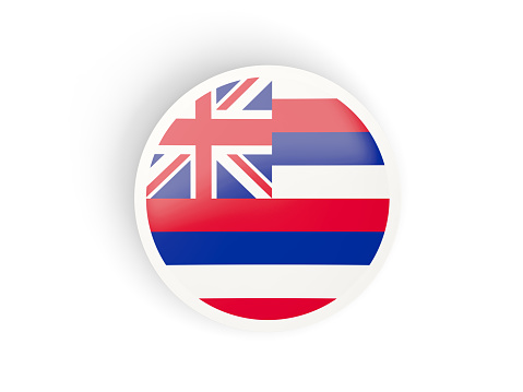 Round bended icon with flag of hawaii. United states local flags. 3D illustration