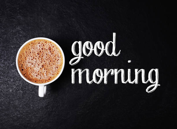 istock Fresh hot coffee and good morning inscription 1022082368