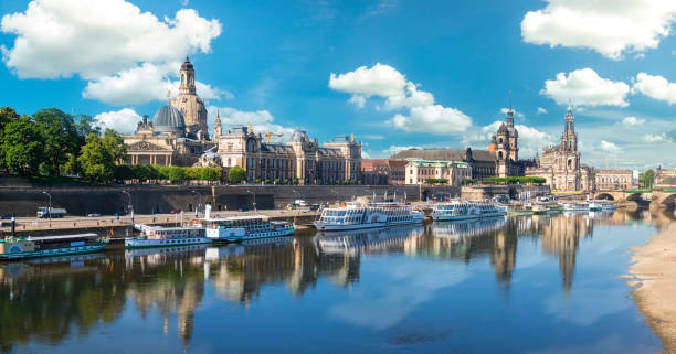 istock Dresden city skyline panorama at Elbe River and Augustus Bridge, Dresden, Saxony, Germany 1022091904