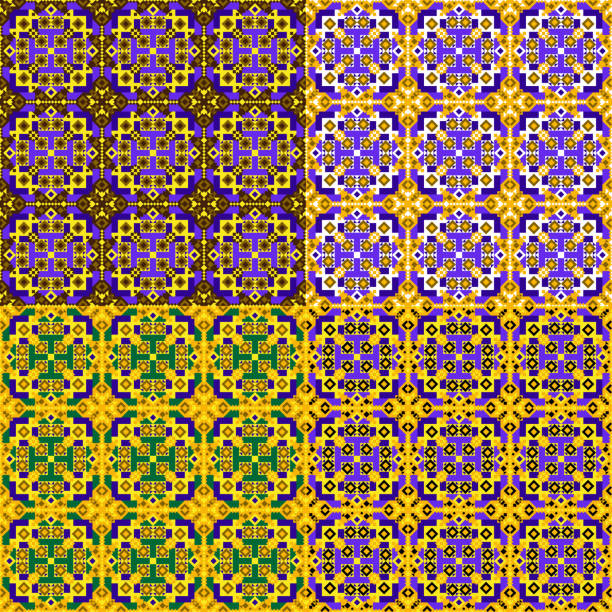 istock Seamless ornament. Set of multicolored ornaments. 1022097090