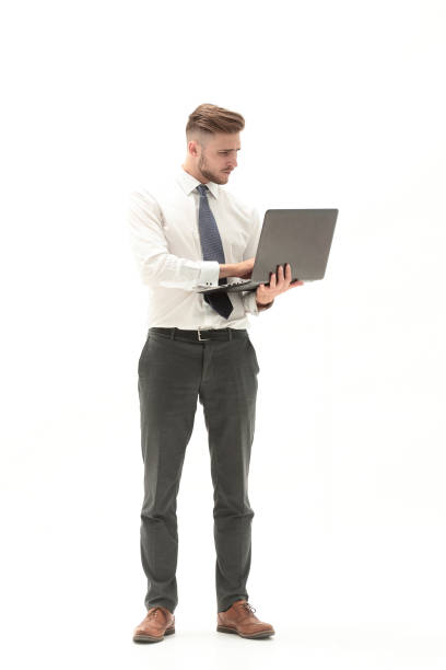 istock in full growth. businessman using laptop 1022105920