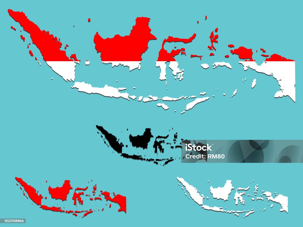 Indonesia map Indonesia map with national flag decoration Abstract stock vector