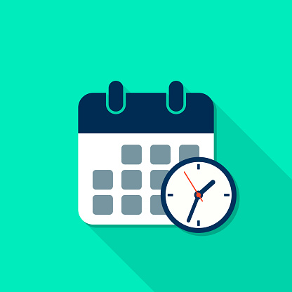 Calendar and Clock reminder icon. Vector isolated illustration.