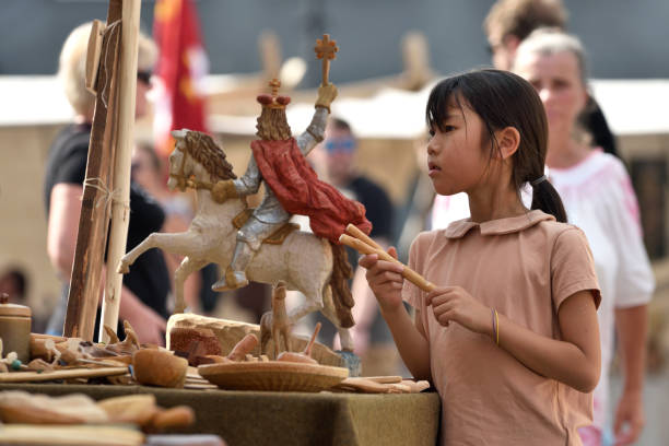 Vilnius, Lithuania, August 18: Unknown people in Traditional St. Bartholomews Fair on August 18, 2018 in Vilnius, Lithuania. Vilnius is the capital of Lithuania and its largest city.