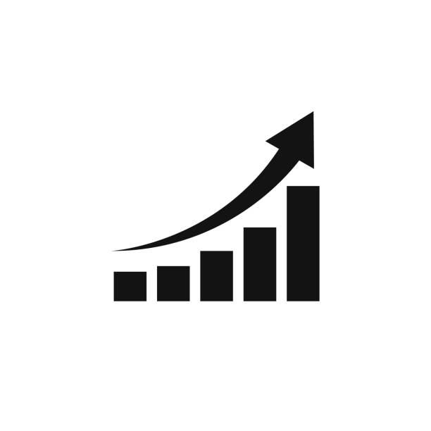 ilustrações, clipart, desenhos animados e ícones de ícone de gráfico crescente, símbolo de estilo plano isolado do vetor - business success growth graph