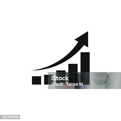 istock Growing graph icon, vector isolated flat style symbol 1022119090