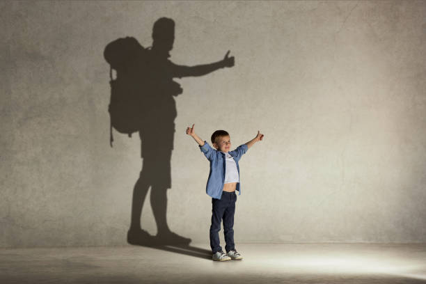 istock The little boy dreaming about tourism 1022126890
