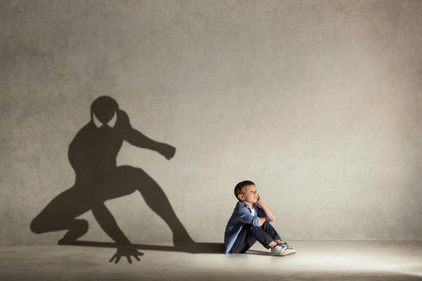 istock The little boy dreaming about hero figure 1022127652