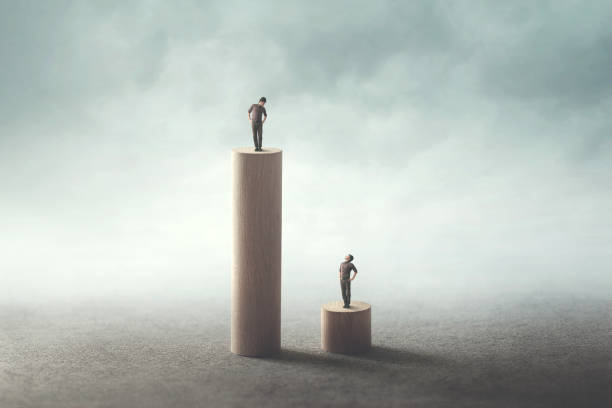 gap inequality concept equality concept between two men gender inequality scale stock pictures, royalty-free photos & images