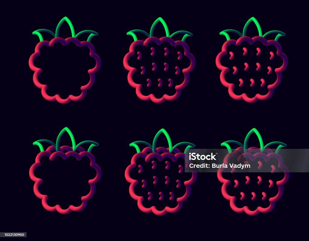 Neon Raspberry Raspberry Stock Illustration - Download Image Now - Abstract, Berry ...