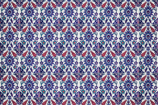 İznik - Tiles and Ceramics. Vintage blue ceramic tiles wall decoration