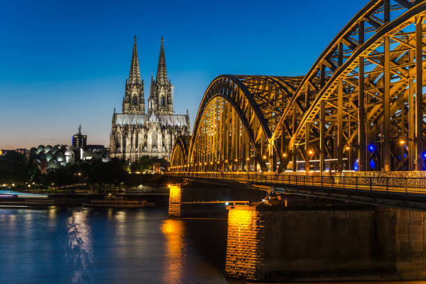 istock Cologne Cathedral and Hohenzollern Bridge at nighttime 1022133896