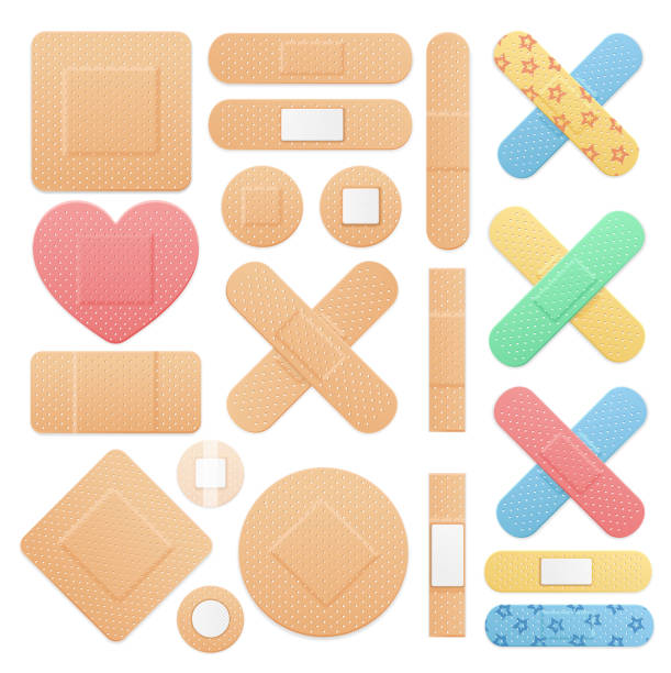 istock Realistic Detailed 3d Color Aid Band Plaster Medical Patch Set. Vector 1022134566