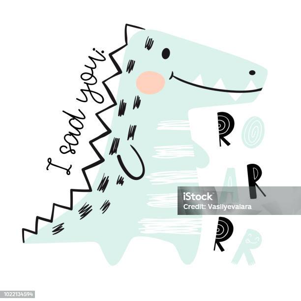 Crocodile Baby Cute Print Set Dinosaur Cool African Animal Stock Illustration - Download Image Now