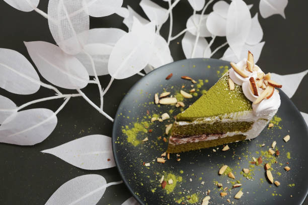 red bean and matcha green tea cake