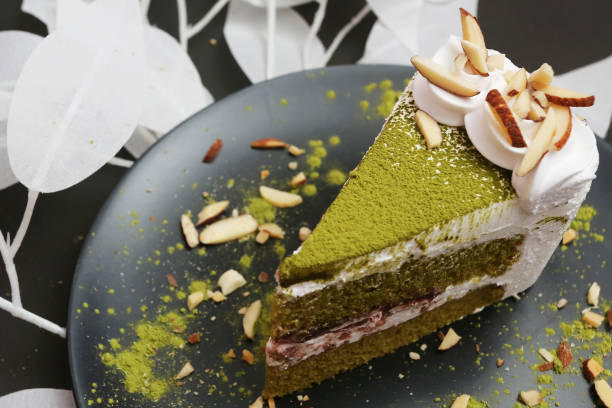 red bean and matcha green tea cake