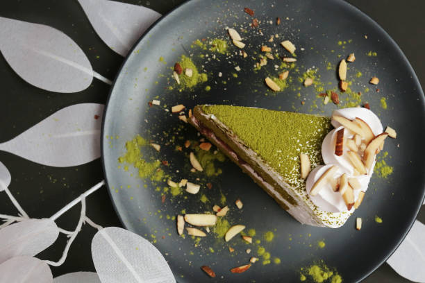 red bean and matcha green tea cake