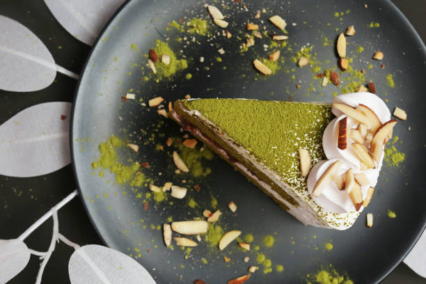 red bean and matcha green tea cake