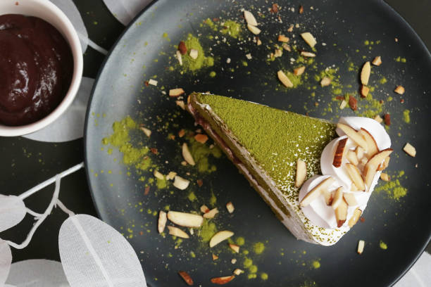 red bean and matcha green tea cake