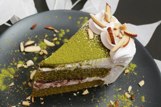 red bean and matcha green tea cake