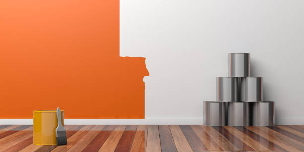 istock Painting of an empty wall. Renovation concept. 3D illustration 1022140864