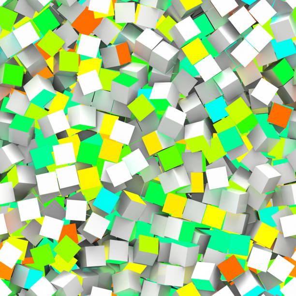 istock Seamless pattern of orange, turquoise, green and yellow colored cubes 1022141174