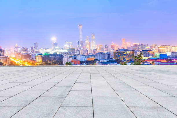 istock Empty square floor and modern city skyline in Beijing at night 1022144734