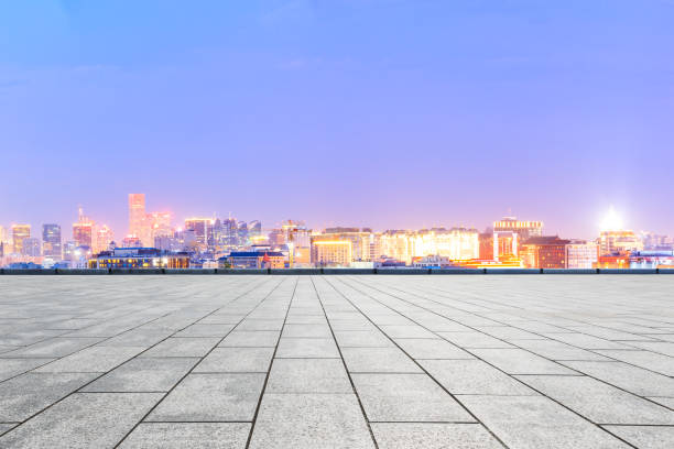 istock Empty square floor and modern city skyline in Beijing at night 1022144824