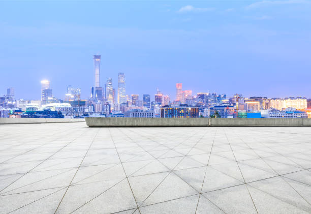 istock Empty square floor and modern city skyline in Beijing at night 1022145122