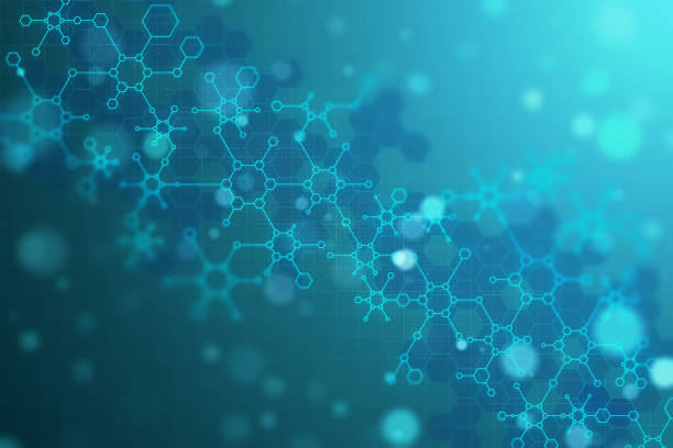 Blurry chemical background Creative blurry blue chemical background. Medicine and science concept. 3D Rendering molecule stock pictures, royalty-free photos & images