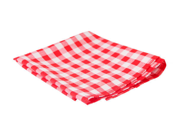 istock Red tablecloth in a cage isolated on a white background 1022153904