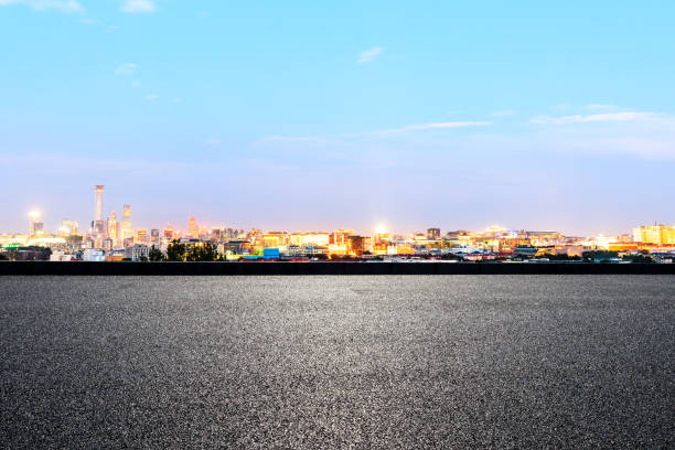 istock Panoramic beijing skyline and buildings with empty road 1022154950