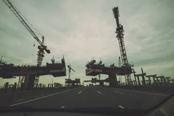 Elevated road constructed across highway