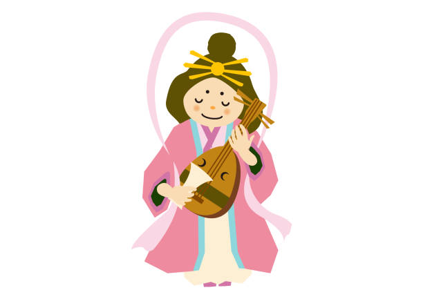 God of happiness of the Orient. Happy God clip art. Illustration of the god of happiness of the New Year. Illustration of New Year 's good luck image. Clip art for New Year's cards. Lucky God's clip art of Japan. Chinese lucky God clip art. Illustration of New Year 's good luck image. hotei the god of happiness stock illustrations