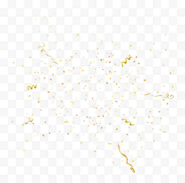 złote konfetti odizolowane. świąteczna ilustracja wektorowa - isolated on yellow stock illustrations