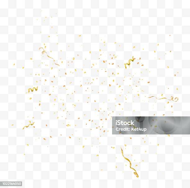 Golden Confetti Isolated Festive Vector Illustration Stock Illustration - Download Image Now