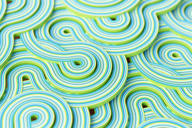 istock Abstract 3d rendering of geometric background with  clouds  shapes. Modern striped minimalistic design for poster, cover, branding, banner, placard. 1022167132
