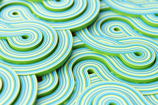 istock Abstract 3d rendering of geometric background with  clouds  shapes. Modern striped minimalistic design for poster, cover, branding, banner, placard. 1022167136