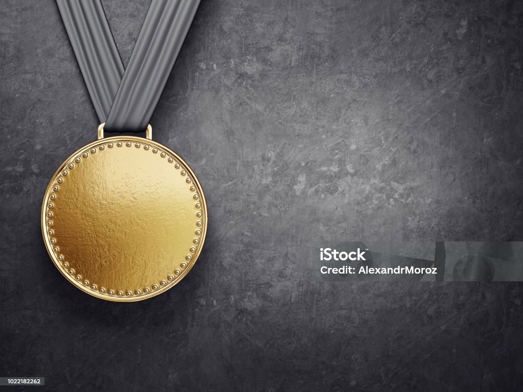 medal gold medal isolated on a black background. 3d illustration Medal Stock Photo