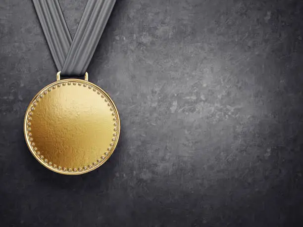 gold medal isolated on a black background. 3d illustration