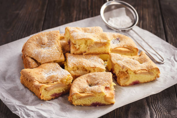 istock Homemade cake with apples and plums. 1022187468